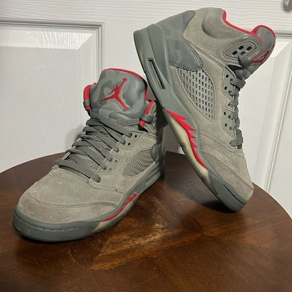 🔥🏀 NIKE AIR JORDAN V 5 Retro Camo 2017 - Big Kids Sz 6Y / Women Sz 7.5‎ - EUC